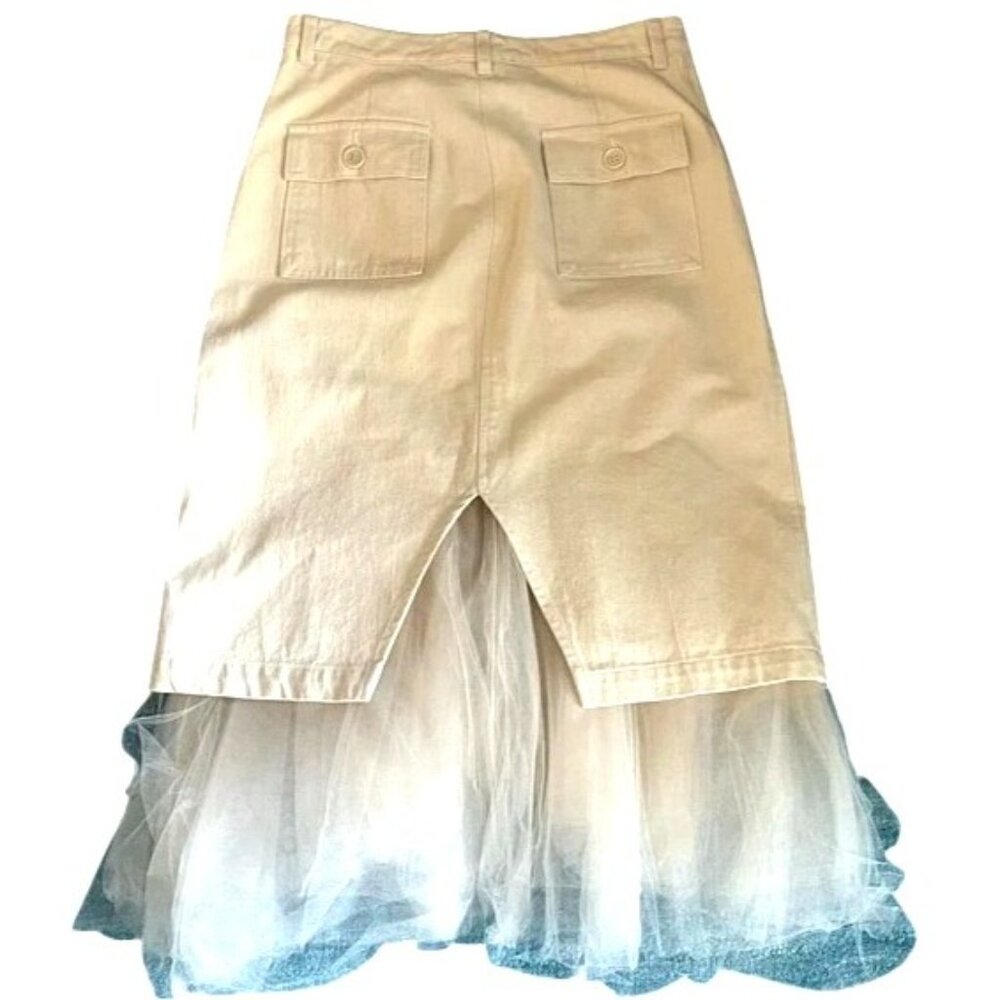 Le Superbe Mr & Mrs Benjamin midi skirt off-white tulle hem stretch size 8 - Picture 4 of 14